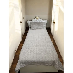 Набор с наволочками MiraNova 387, велюр/сатин, серый, покрывало 160x220 см, наволочки 50x70 см