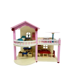 Дом для кукол YD8096, 3+ года, дерево, белый/розовый, 40x25x35 см Дом для кукол YD8096, 3+ года, дерево, белый/розовый, 40x25x35 см