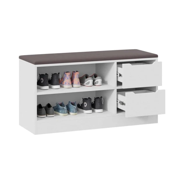 Тумба для обуви Art Mebel, белая, ЛДСП/текстиль, 35х60х100 см Тумба для обуви Art Mebel, белая, ЛДСП/текстиль, 35х60х100 см