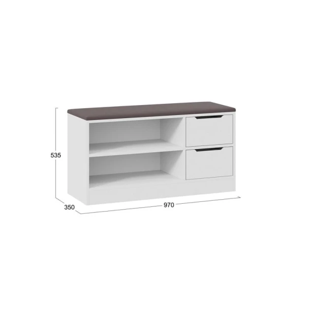 Тумба для обуви Art Mebel, белая, ЛДСП/текстиль, 35х60х100 см Тумба для обуви Art Mebel, белая, ЛДСП/текстиль, 35х60х100 см