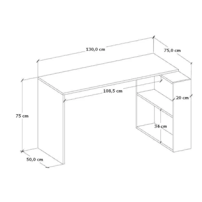 Письменный стол Atlas, белый, 50x130x75см Письменный стол Atlas, белый, 50x130x75см
