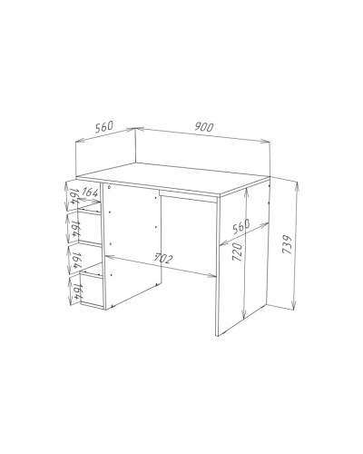 Yazı masası Ev Plus 12115872, LDSP, ağ, 90x56x74 sm