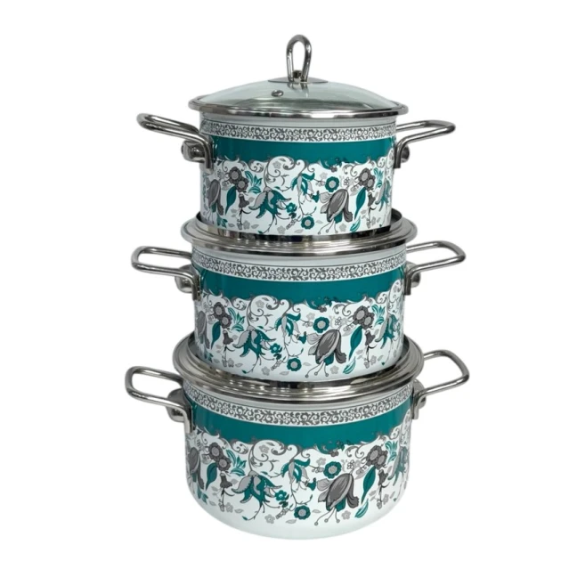 Набор кастрюль Vitross Odelis 1SD165S, эмаль, белый/синий, 3 шт Набор кастрюль Vitross Odelis 1SD165S, эмаль, белый/синий, 3 шт