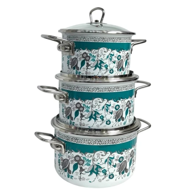 Набор кастрюль Vitross Odelis 1SD165S, эмаль, белый/синий, 3 шт Набор кастрюль Vitross Odelis 1SD165S, эмаль, белый/синий, 3 шт