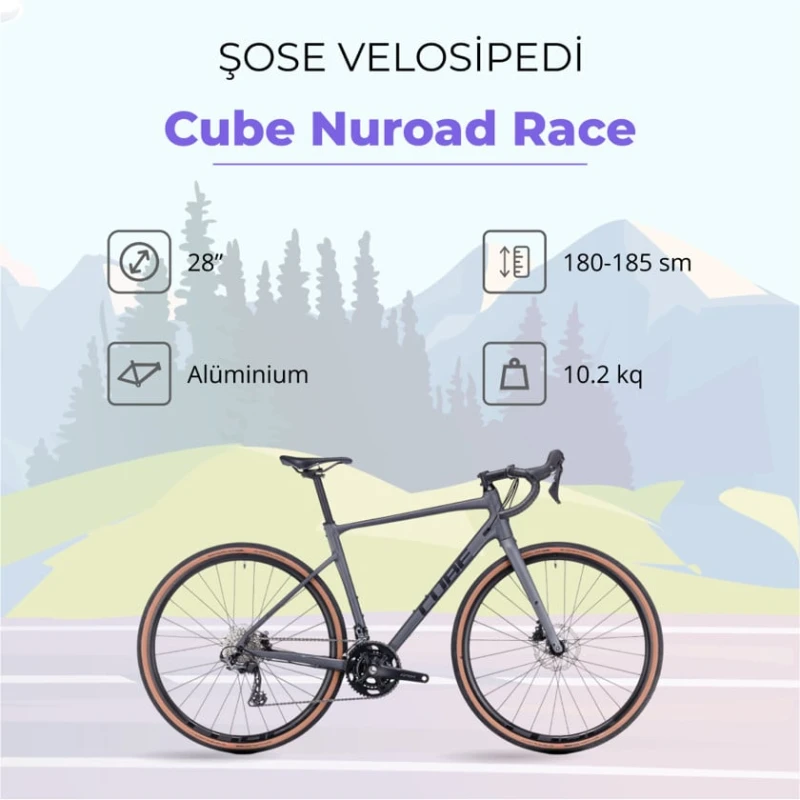 Шоссейный велосипед Cube Nuroad Race 680200 размер L, 58 см, черный/серый