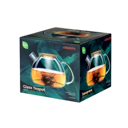 Заварной чайник Ardesto Midori AR3015GBI, 1500 мл, боросиликатное стекло/бамбук, прозрачный
