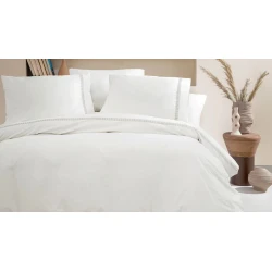 Комплект постельного белья Yataş Clair, пододеяльник 200х220 см, простыня 240х260 см, наволочка 50х70 см (2 шт), двуспальный, хлопок, белый