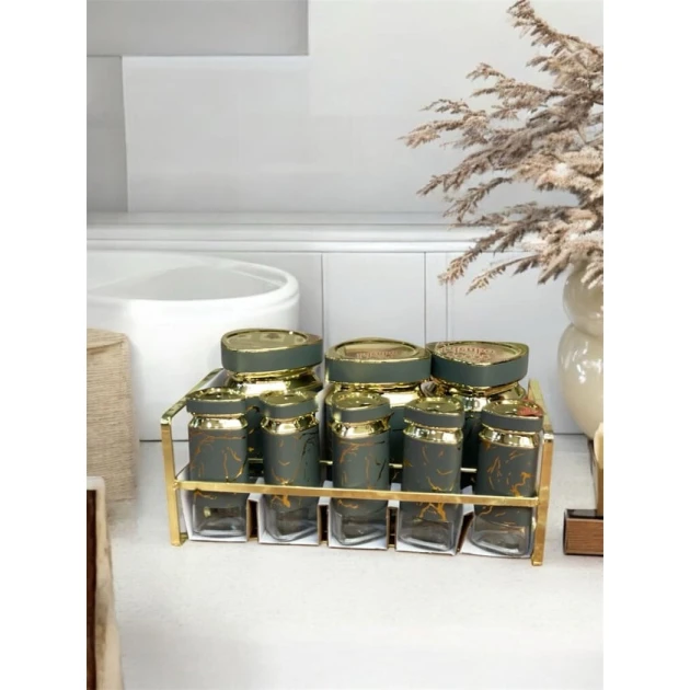 Набор для специй Sahara SHA-00006601, стекло/нержавеющая сталь, золотистый, 7 шт