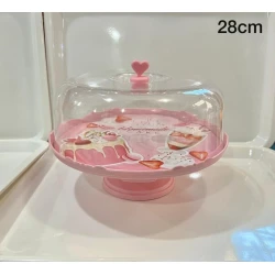 Стойка для торта 292, 28 см, пластик, темно-розовый