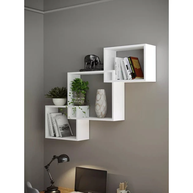 Полка настенная Art Mebel 80, ламинат, 66х96х18 см, белая Полка настенная Art Mebel 80, ламинат, 66х96х18 см, белая