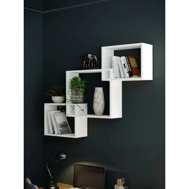 Полка настенная Art Mebel 80, ламинат, 66х96х18 см, белая Полка настенная Art Mebel 80, ламинат, 66х96х18 см, белая