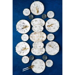 Сервиз обеденный, белый/золотистый, 6 персон, 27 предметов