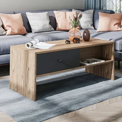 Журнальный стол Ev Plus ev_12116055, ЛДСП, антрацит, коричневый, 110x50x45 см