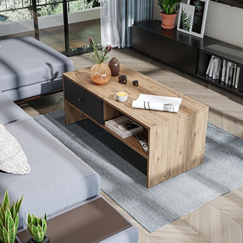 Журнальный стол Ev Plus ev_12116055, ЛДСП, антрацит, коричневый, 110x50x45 см Журнальный стол Ev Plus ev_12116055, ЛДСП, антрацит, коричневый, 110x50x45 см