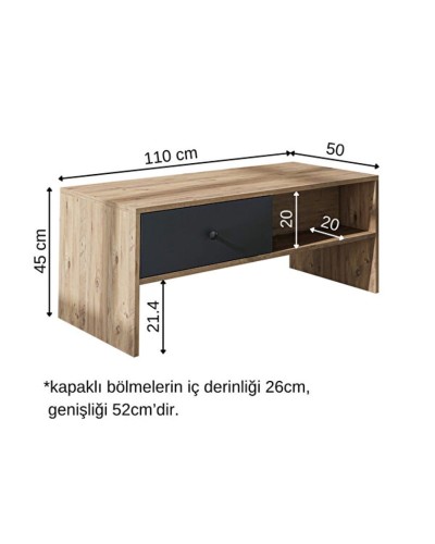 Jurnallıq masa Ev Plus ev_12116055, LDSP, antrasit, qəhvəyi, 110x50x45 sm