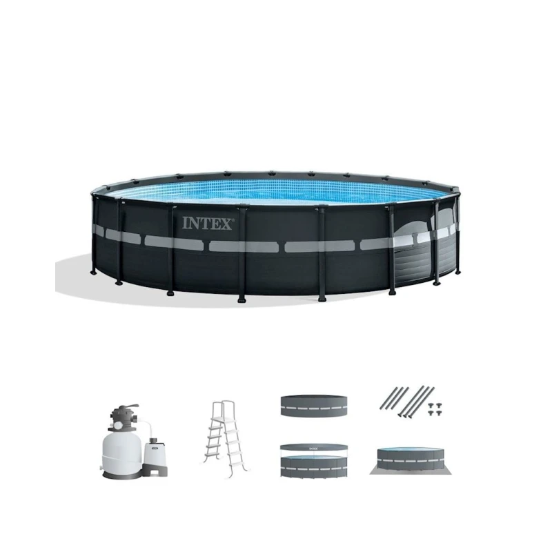 Бассейн Intex 26330NP для взрослых, каркасный, круглый, 549x549x132 см, объем 26423л, серый Бассейн Intex 26330NP для взрослых, каркасный, круглый, 549x549x132 см, объем 26423л, серый
