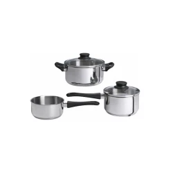 Набор посуды IKEA Annons, 3 шт, 800/1700/2800 мл, нержавеющая сталь, с крышкой, серебристый/черный