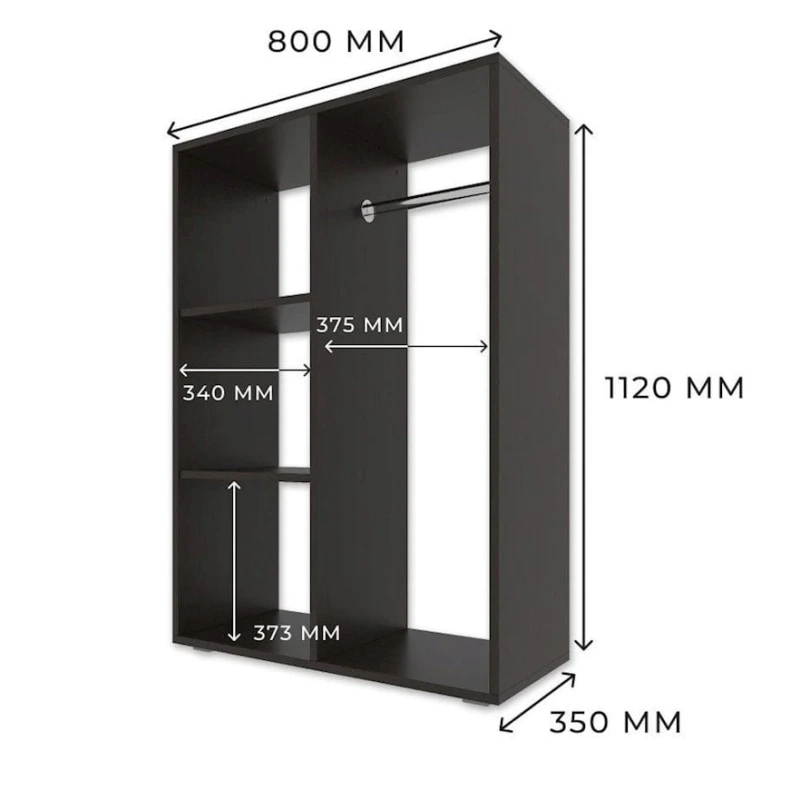 Açıq şkaf Letta LDSP, qara, 112x35x80 sm Açıq şkaf Letta LDSP, qara, 112x35x80 sm