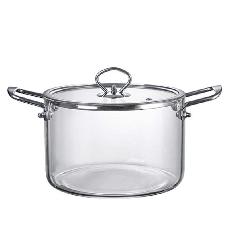 Кастрюля MN11, стеклянная, прозрачная, две ручки, 20x11 см
