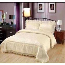 Комплект покрывала и наволочки TZE-288, двуспальный, велюр, кремовый, покрывало 225x250 см, 2 шт наволочка 50x70 см Комплект покрывала и наволочки TZE-288, двуспальный, велюр, кремовый, покрывало 225x250 см, 2 шт наволочка 50x70 см