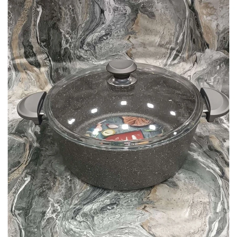 Qazan Oms SHA-00002548, qranit, boz, 32 sm