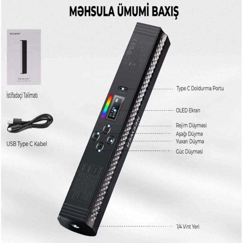 Осветитель светодиодный Neewer TL20C, черный Осветитель светодиодный Neewer TL20C, черный