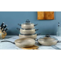 Набор кастрюль OMS 000019, 9 предметов, бежевый