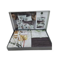 Yataq dəsti DO&GO DO8, yorğan üzü 200х220 sm, mələfə 220х240 sm, yastıq üzləri 70x70 sm, 50х70 sm, ikinəfərlik, satin, qəhvəyi/ağ