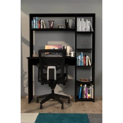 Письменный стол ev_12116168, ламинат, черный, 110x30x140 см