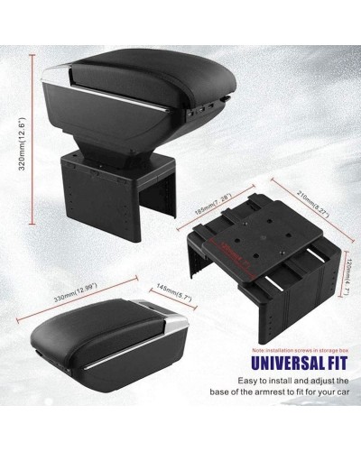 Avtomobil üçün qoltuqaltı Tocsho Armrest Box, qara