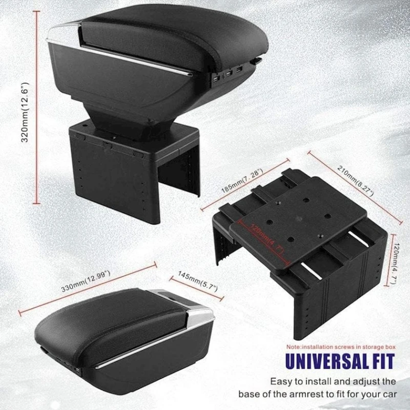 Avtomobil üçün qoltuqaltı Tocsho Armrest Box, qara