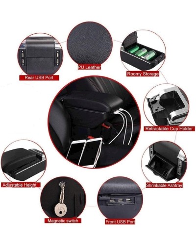 Avtomobil üçün qoltuqaltı Tocsho Armrest Box, qara
