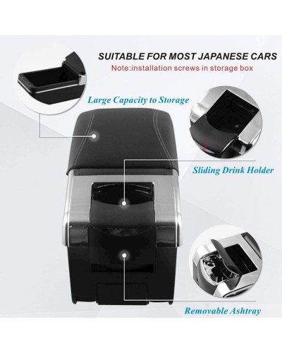 Avtomobil üçün qoltuqaltı Tocsho Armrest Box, qara