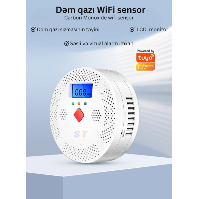 Детектор угарного газа Tuya Wi-Fi Белый Детектор угарного газа Tuya Wi-Fi Белый