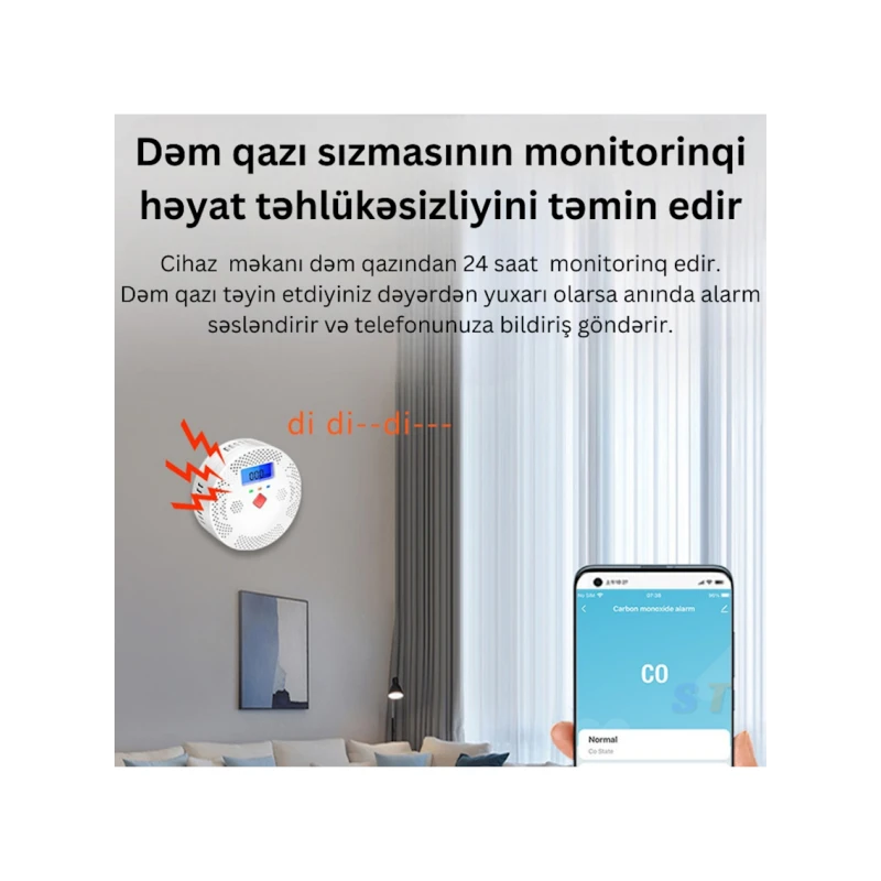 Детектор угарного газа Tuya Wi-Fi Белый Детектор угарного газа Tuya Wi-Fi Белый