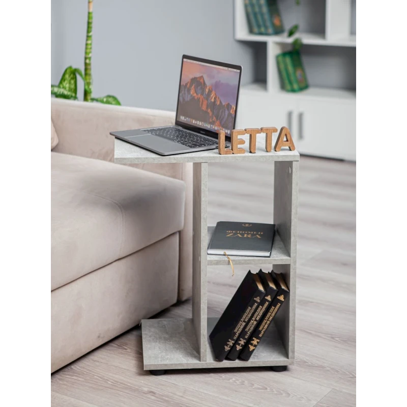 Журнальный столик Letta Beton, 60х30х47 см, ЛДСП, серый Журнальный столик Letta Beton, 60х30х47 см, ЛДСП, серый