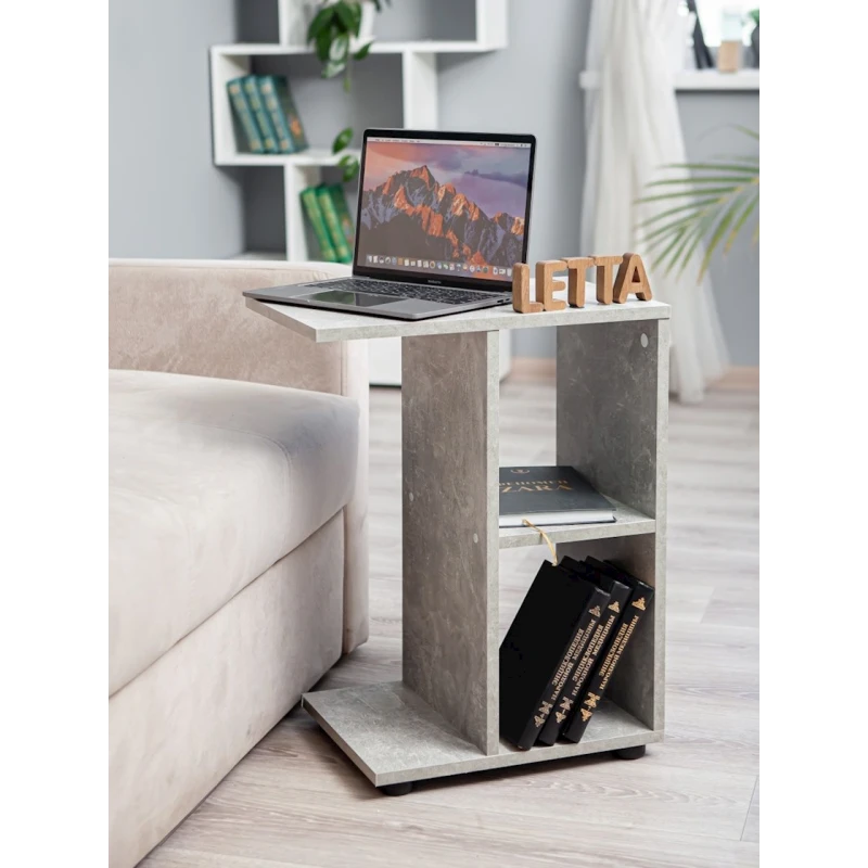 Журнальный столик Letta Beton, 60х30х47 см, ЛДСП, серый Журнальный столик Letta Beton, 60х30х47 см, ЛДСП, серый