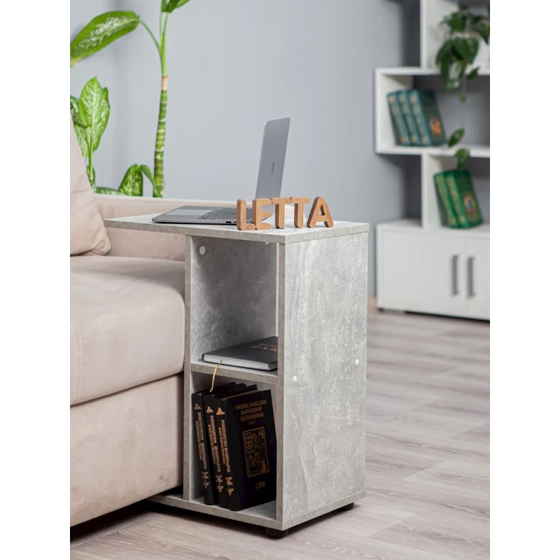 Журнальный столик Letta Beton, 60х30х47 см, ЛДСП, серый Журнальный столик Letta Beton, 60х30х47 см, ЛДСП, серый