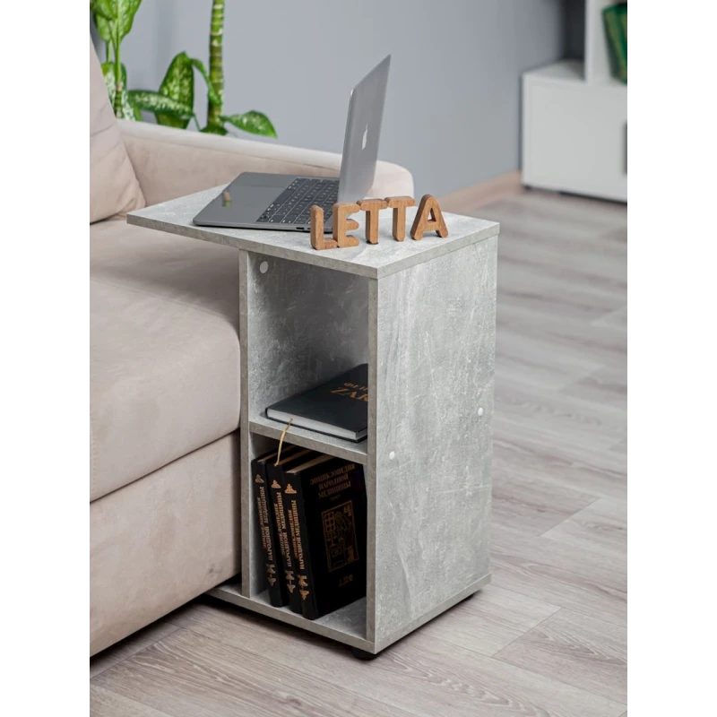 Журнальный столик Letta Beton, 60х30х47 см, ЛДСП, серый Журнальный столик Letta Beton, 60х30х47 см, ЛДСП, серый