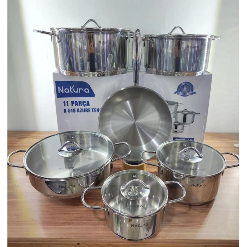 Набор кастрюль Natura NA-RA-001, нержавеющая сталь, серебристый, 16,20,24,28,26 см, 11 шт Набор кастрюль Natura NA-RA-001, нержавеющая сталь, серебристый, 16,20,24,28,26 см, 11 шт