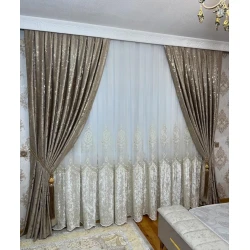 Шторы, нейлон/велюр/полиэстер, золотистые, 300x300 см Шторы, нейлон/велюр/полиэстер, золотистые, 300x300 см