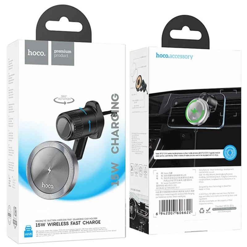 Автомобильный держатель Hoco HW6 Black Автомобильный держатель Hoco HW6 Black