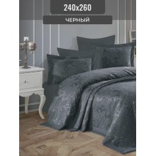 Örtük və yastıq üzü dəsti Gardines, örtük 260x240 sm, yastıq üzü 50x70 sm 2 ədəd, ikinəfərlik, polyester, qara - RB_210967_008