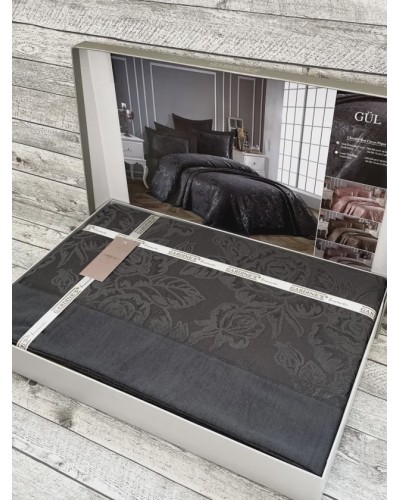 Örtük və yastıq üzü dəsti Gardines, örtük 260x240 sm, yastıq üzü 50x70 sm 2 ədəd, ikinəfərlik, polyester, qara - RB_210967_008