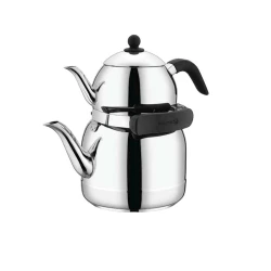 Набор заварочных чайников Korkmaz Ornella A220, 2 шт, нержавеющая сталь, с крышкой, серебристый, черный