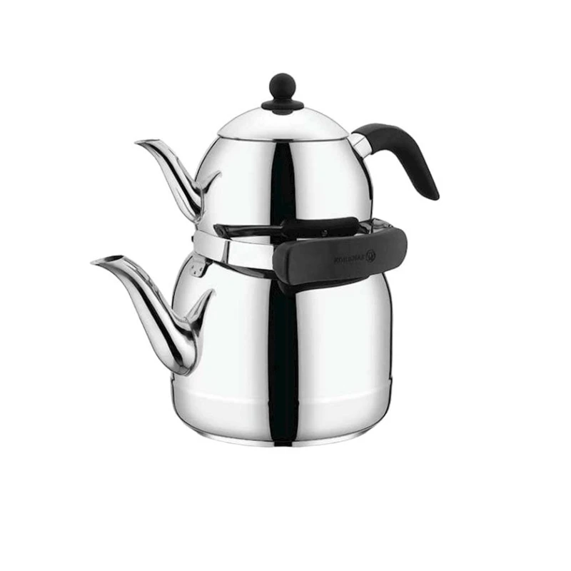 Набор заварочных чайников Korkmaz Ornella A220, 2 шт, нержавеющая сталь, с крышкой, серебристый, черный Набор заварочных чайников Korkmaz Ornella A220, 2 шт, нержавеющая сталь, с крышкой, серебристый, черный