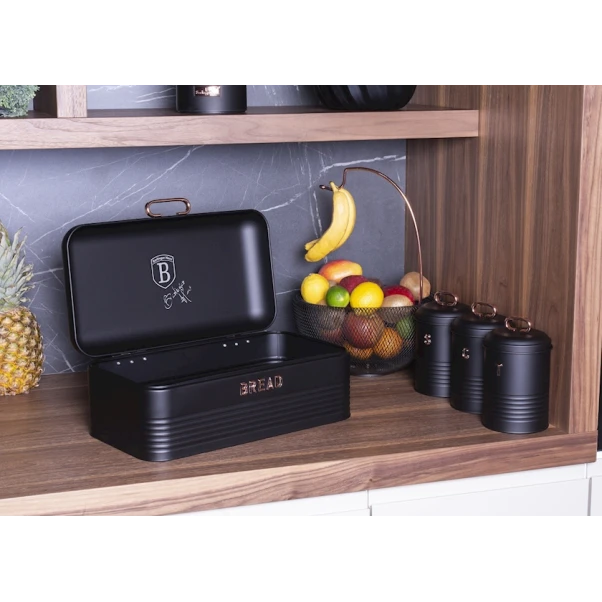 Хлебница с набором емкостей Berlinger Haus Black Rose Collection BH-6753, 7 предметов, нержавеющая сталь, черная