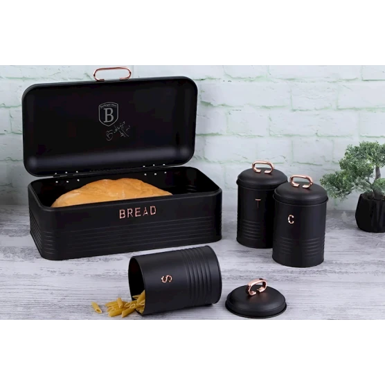 Хлебница с набором емкостей Berlinger Haus Black Rose Collection BH-6753, 7 предметов, нержавеющая сталь, черная