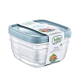 Набор контейнеров Hobby life 3 шт, 2500 мл, пластик, прозрачный/голубой