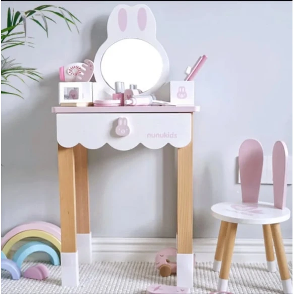 Трюмо и стул MTR-0608, розовый/белый, 85x50.3x40x23.5/45x45x27 см Трюмо и стул MTR-0608, розовый/белый, 85x50.3x40x23.5/45x45x27 см